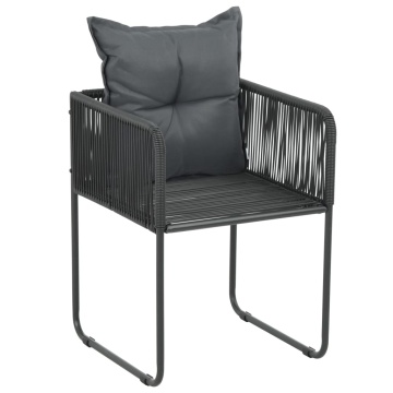 Set mobilier masă de grădină, 3 piese, negru, ratan PVC - Img 8