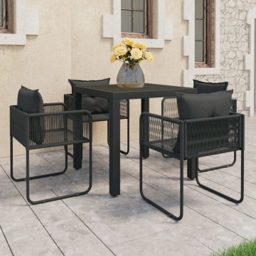 Set mobilier masă de grădină, 5 piese, negru, ratan PVC - Img 1