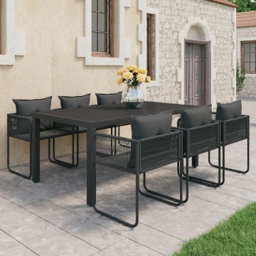 Set mobilier masă de grădină, 7 piese, negru, ratan PVC - Img 1