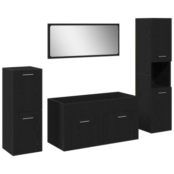 Set Mobilier pentru Baie 4 Piese Stejar Negru - Img 2