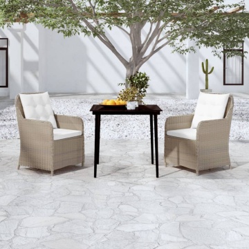 Set mobilier pentru grădină, 3 piese, maro - Img 1