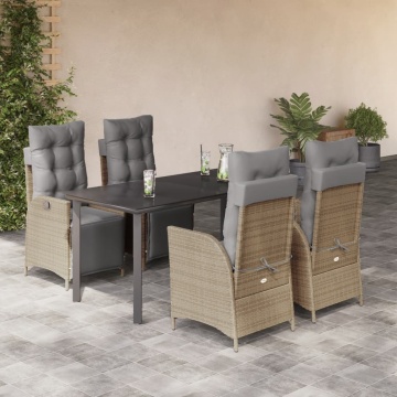 Set mobilier pentru grădină, 5 piese, cu perne, bej, poliratan - Img 1