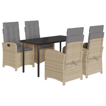 Set mobilier pentru grădină, 5 piese, cu perne, bej, poliratan - Img 2