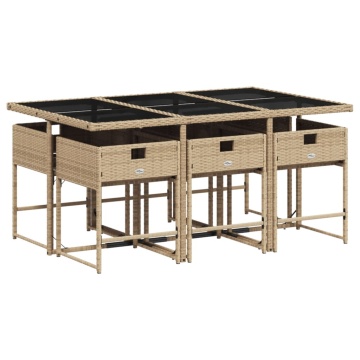 Set mobilier pentru grădină, 7 piese, cu perne, bej, poliratan - Img 4