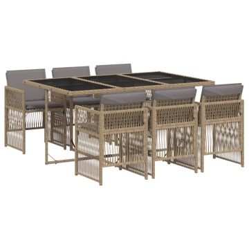 Set mobilier pentru grădină, 7 piese, cu perne, bej, poliratan - Img 2