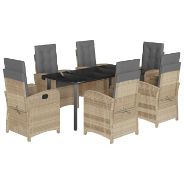 Set mobilier pentru grădină, 7 piese, cu perne, bej, poliratan - Img 2