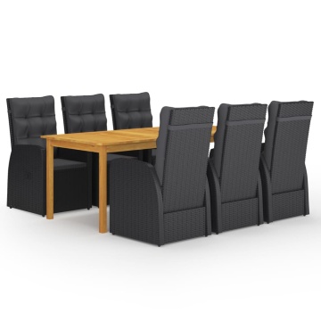 Set mobilier pentru grădină, 7 piese, negru - Img 1