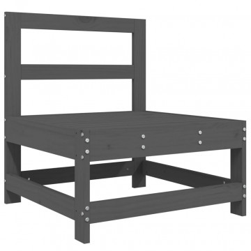 Set mobilier relaxare de grădină, 4 piese, gri, lemn masiv pin - Img 4