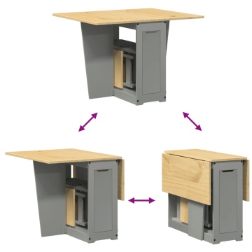 Set mobilier tip fluture Corona, pliabil 5 piese gri lemn pin - Img 6