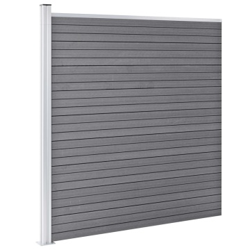 Set panouri gard, 4 pătrate + 1 oblic, gri, 792 x 186 cm, WPC - Img 3
