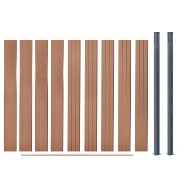 Set panouri pentru gard, maro, 180x186 cm, WPC - Img 6