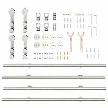 Set piese pentru ușă glisantă, argintiu, 183 cm oțel inoxidabil - Img 7