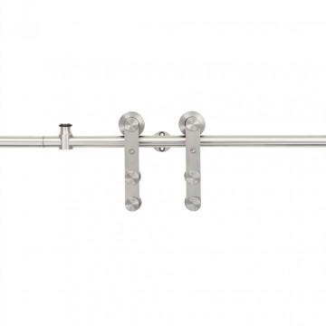 Set piese pentru ușă glisantă, argintiu, 183 cm oțel inoxidabil - Img 2