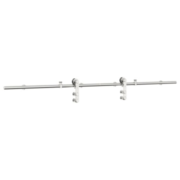 Set piese pentru ușă glisantă, argintiu, 200 cm oțel inoxidabil - Img 8