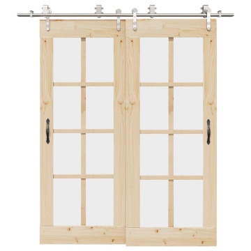 Set piese pentru ușă glisantă, argintiu, 200 cm oțel inoxidabil - Img 1