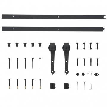 Set piese pentru ușă glisantă, negru, 183 cm, oțel - Img 5
