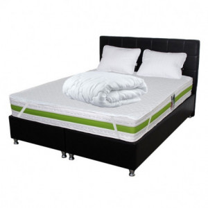 Set Saltea Pocket Spring MILANO 180x200x24 plus 2 perne plus Husa hipoalergenica plus Pilota microfibra iarna 200x220 - Img 1