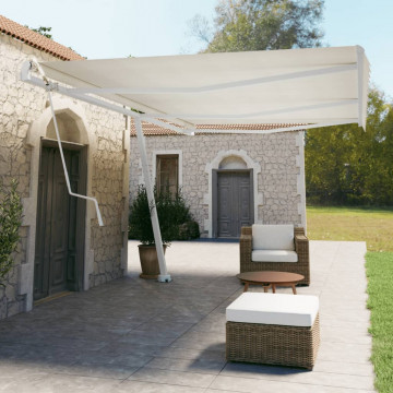 Set stâlp pentru copertină, alb, 600x245 cm, fier - Img 1