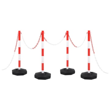 Set stâlp semnalizare trafic, cu lanț din plastic de 10 m - Img 1