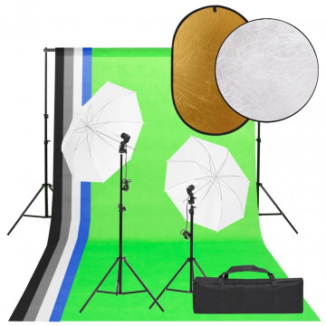 Set studio foto cu lumină, fundal și reflector - Img 1