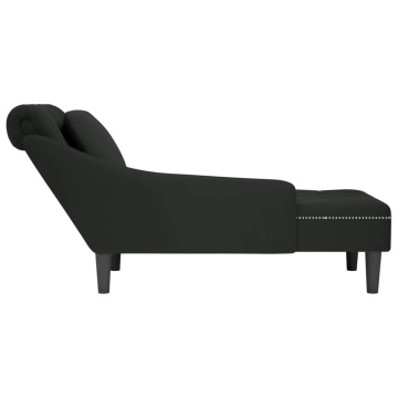 Șezlong cu pernă și cotieră dreaptă, negru, catifea - Img 8