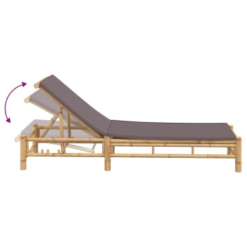 Sezlong cu perne 55x199x30 cm bambus - Img 6