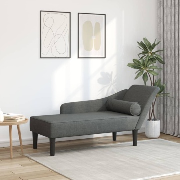 Șezlong cu perne, gri închis, material textil - Img 1