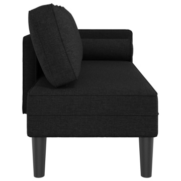 Șezlong cu perne, negru, material textil - Img 4
