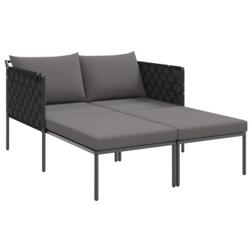 Șezlong cu perne pentru 2 persoane antracit 115x153x69,5 cm oțel - Img 2