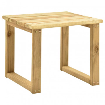 Șezlong de grădină cu masă și pernă, lemn de pin tratat - Img 7