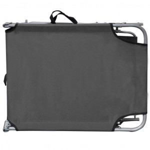 Șezlong pliabil cu copertină, gri, aluminiu - Img 4