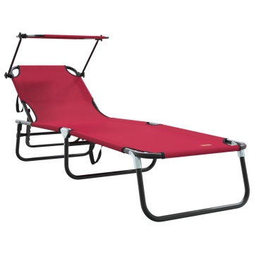 Șezlong pliabil cu copertină roșu din țesătură Oxford 600D - Img 2