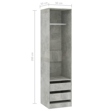 Șifonier cu sertare, gri beton, 50x50x200 cm, lemn prelucrat - Img 5