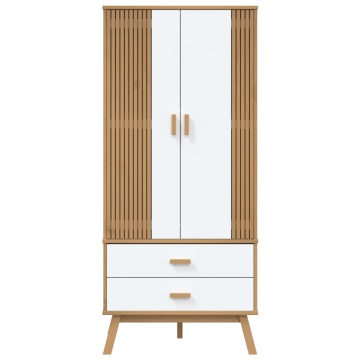 Șifonier OLDEN, alb/maro, 76,5x53x172 cm, lemn masiv pin - Img 6