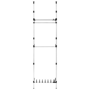 Sistem șifonier telescopic, cu bare și raft, aluminiu - Img 5