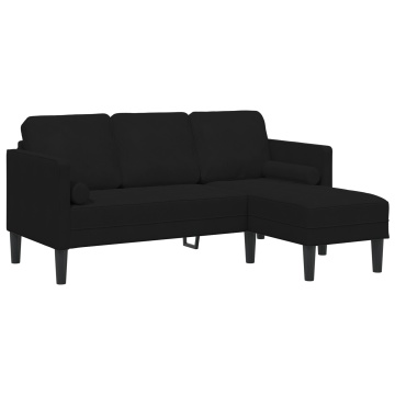 Sofa cu 3 locuri cu Chaise în formă de L Neagră 160 cm Catifea - Img 2