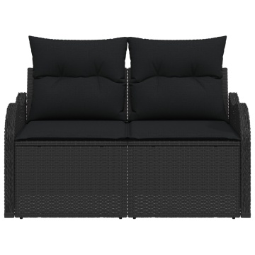 Sofa de grădină cu 2 locuri cu depozitare și perne Poli Rattan Negru - Img 4