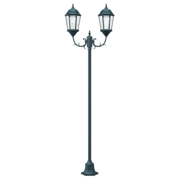 Stâlp de lumină pentru grădină cu 2 lămpi E27 Verde 220 cm Aluminiu - Img 3