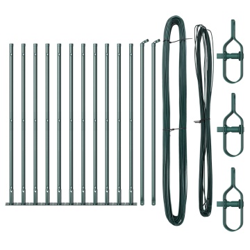 Stâlpi de gard cu plăci de bază 13 pcs Ø32mm 110cm oțel galvanizat - Img 2