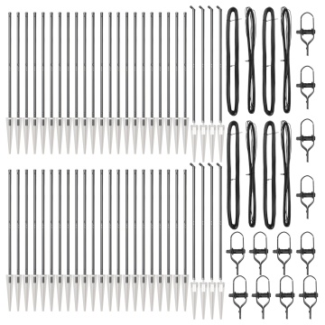 Stâlpi de gard cu vârf 52 pcs Ø32 mm 140 cm Oțel galvanizat - Img 2