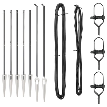 Stâlpi de gard cu vârf 7 buc Ø32 mm 140 cm Oțel galvanizat - Img 2