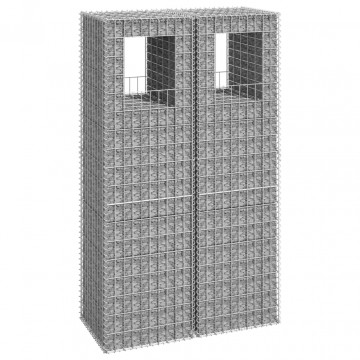Stâlpi tip coș gabion, 2 buc., 50x50x180 cm, fier - Img 1
