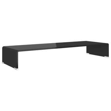 Stand TV/Suport monitor sticlă, 90x30x13 cm, negru - Img 2