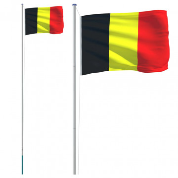 Steag Belgia și stâlp din aluminiu, 6,23 m - Img 2
