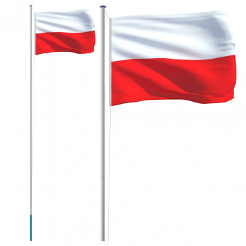 Steag Polonia și stâlp din aluminiu, 6,23 m - Img 2