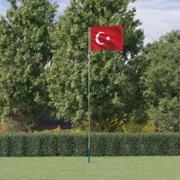 Steag Turcia și stâlp din aluminiu, 5,55 m - Img 1