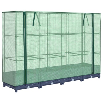 Strat înălțat cu husă de seră, aspect ratan, 160x40x123 cm - Img 2