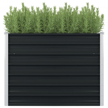 Strat înălțat de grădină antracit 100x100x77 cm oțel galvanizat - Img 1