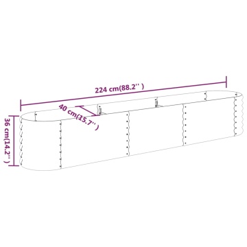 Strat înălțat grădină gri 224x40x36cm oțel vopsit electrostatic - Img 5