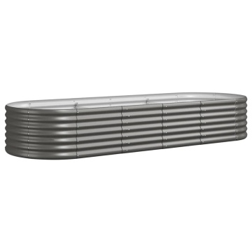 Strat înălțat grădină gri 224x80x36cm oțel vopsit electrostatic - Img 2